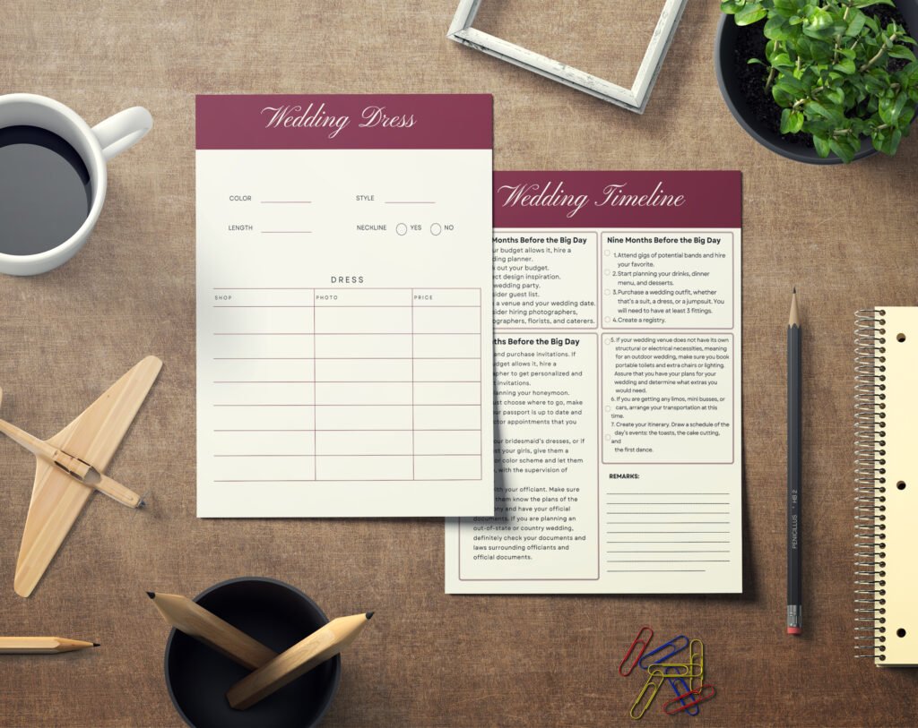 Alternative view of Wine Wedding Planner Bundle – 200-Page Printable PDF + 10 Editable Wedding Invitations | Instant Digital Download