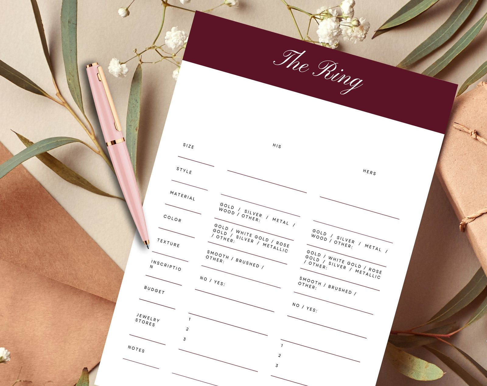 Wine Wedding Planner Bundle – 200-Page Printable PDF + 10 Editable Wedding Invitations | Instant Digital Download - Image 8
