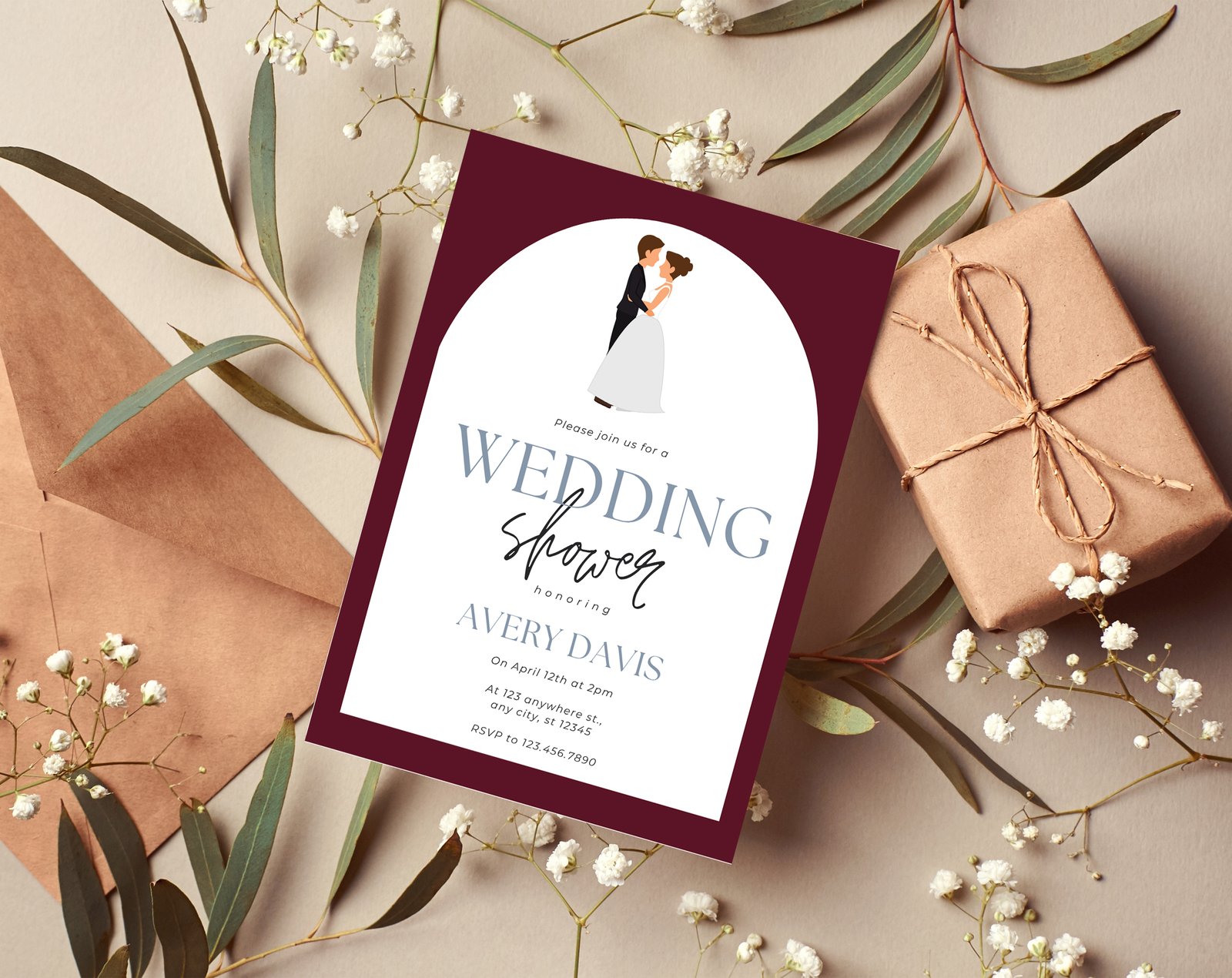 Wine Wedding Planner Bundle – 200-Page Printable PDF + 10 Editable Wedding Invitations | Instant Digital Download - Image 5