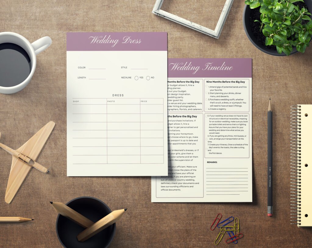 Alternative view of Lavender Wedding Planner Bundle – 200-Page Printable PDF + 10 Editable Wedding Invitations | Instant Digital Download