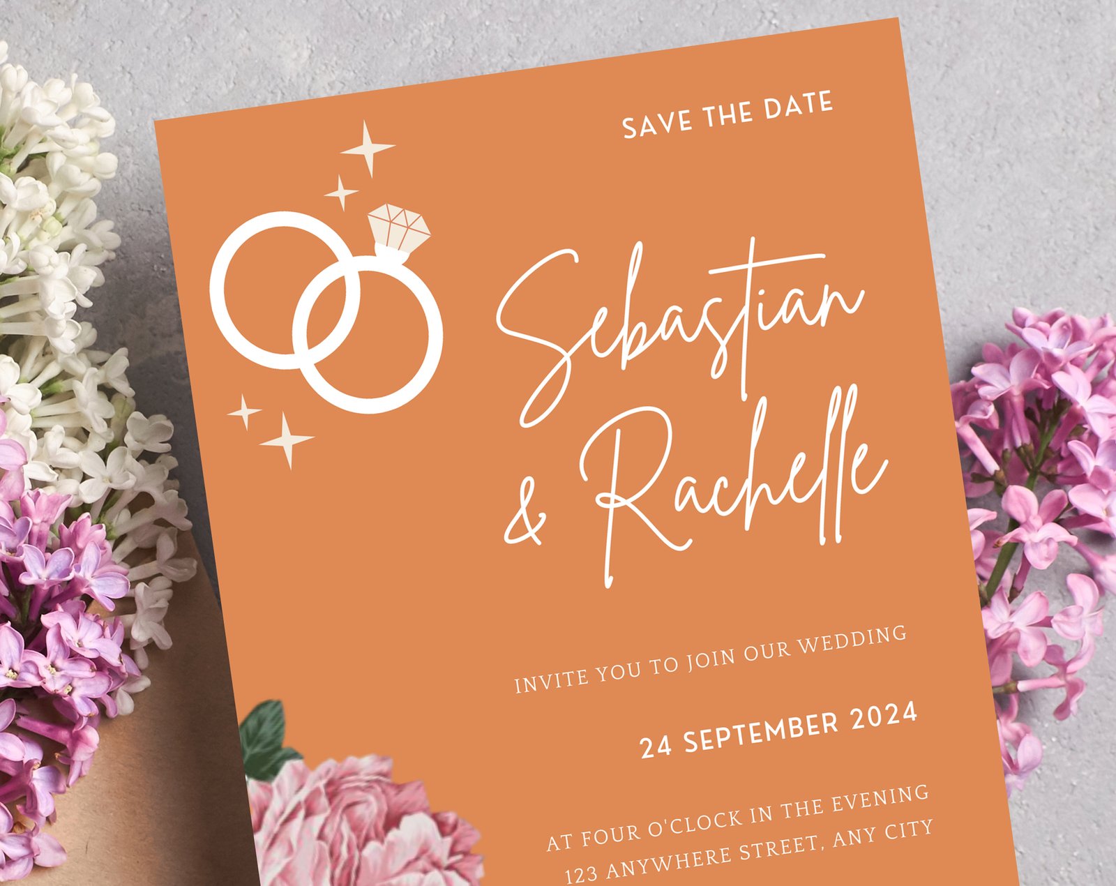 Orange Wedding Planner Bundle – 200-Page Printable PDF + 10 Editable Wedding Invitations | Instant Digital Download - Image 3