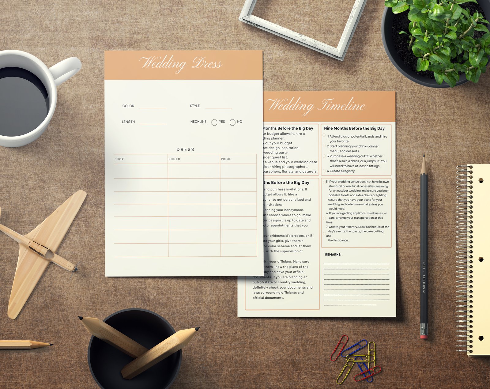 Orange Wedding Planner Bundle – 200-Page Printable PDF + 10 Editable Wedding Invitations | Instant Digital Download - Image 8