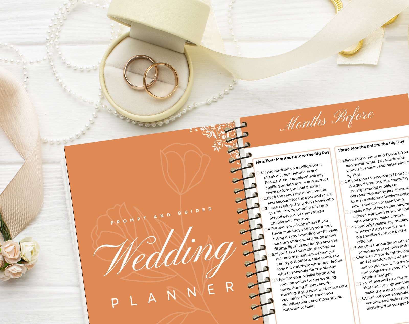 Orange Wedding Planner Bundle – 200-Page Printable PDF + 10 Editable Wedding Invitations | Instant Digital Download - Image 2