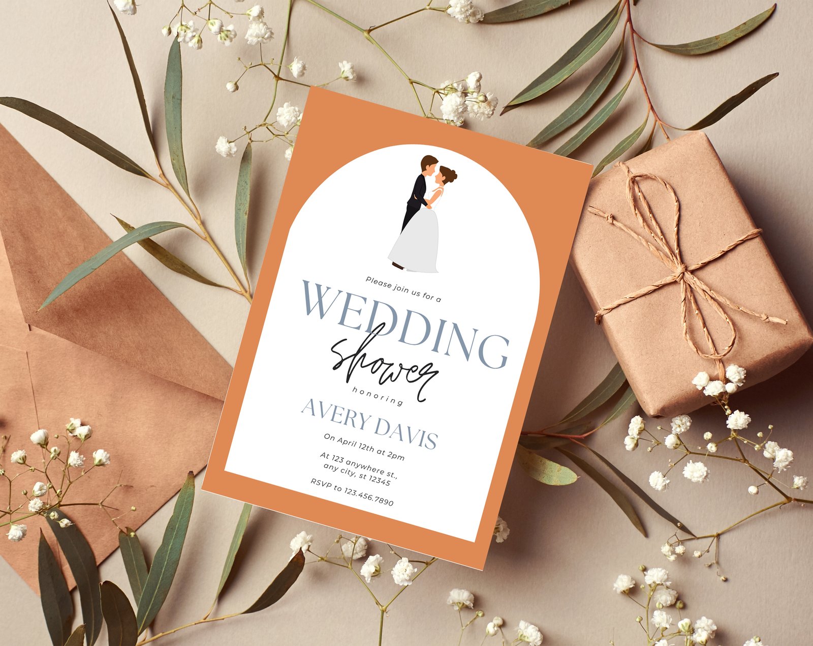 Orange Wedding Planner Bundle – 200-Page Printable PDF + 10 Editable Wedding Invitations | Instant Digital Download - Image 4