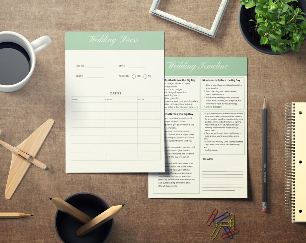 Alternative view of Sage Green Wedding Planner Bundle – 200-Page Printable PDF + 10 Editable Wedding Invitations | Instant Digital Download