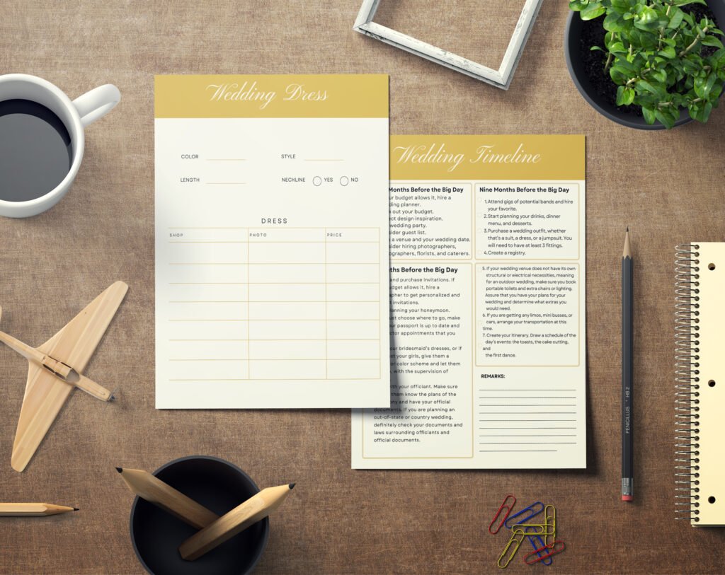 Alternative view of Yellow Wedding Planner Bundle – 200-Page Printable PDF + 10 Editable Wedding Invitations | Instant Digital Download