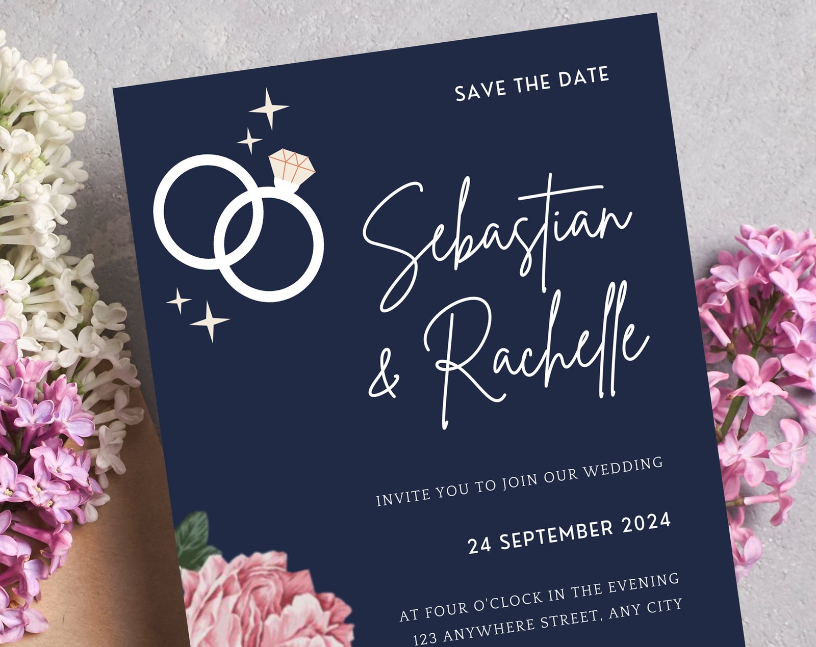 Navy Blue Wedding Planner Bundle – 200-Page Printable PDF + 10 Editable Wedding Invitations | Instant Digital Download - Image 3