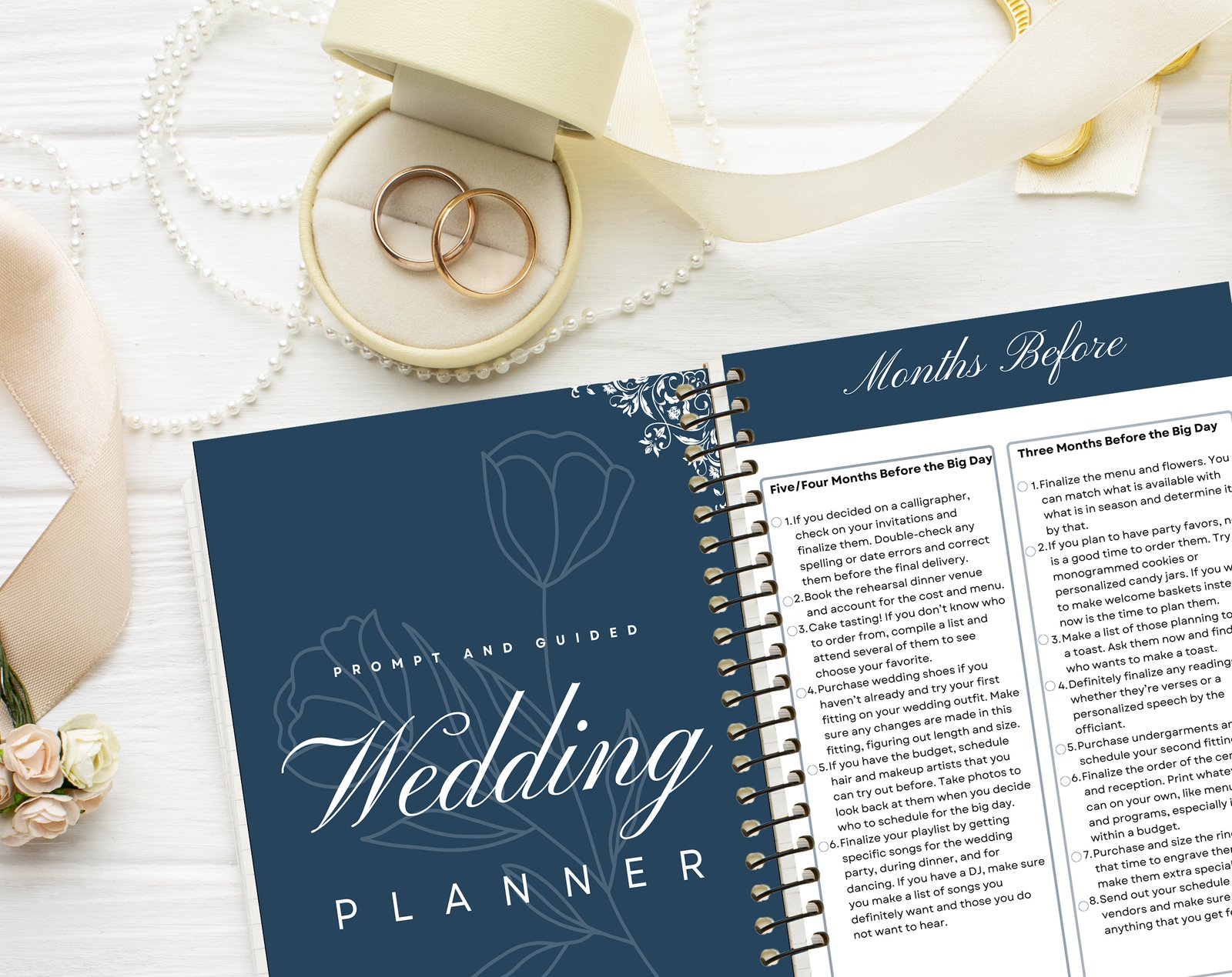 Navy Blue Wedding Planner Bundle – 200-Page Printable PDF + 10 Editable Wedding Invitations | Instant Digital Download - Image 2