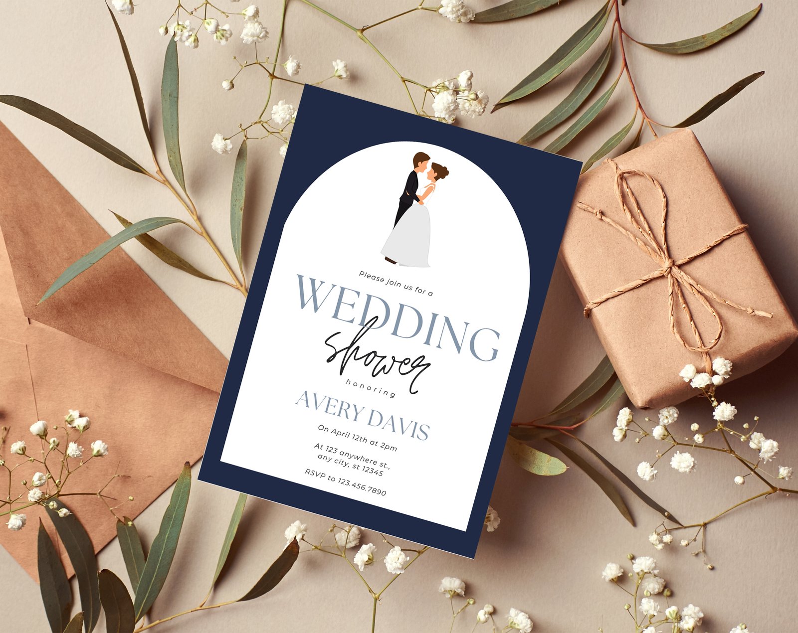 Navy Blue Wedding Planner Bundle – 200-Page Printable PDF + 10 Editable Wedding Invitations | Instant Digital Download - Image 6