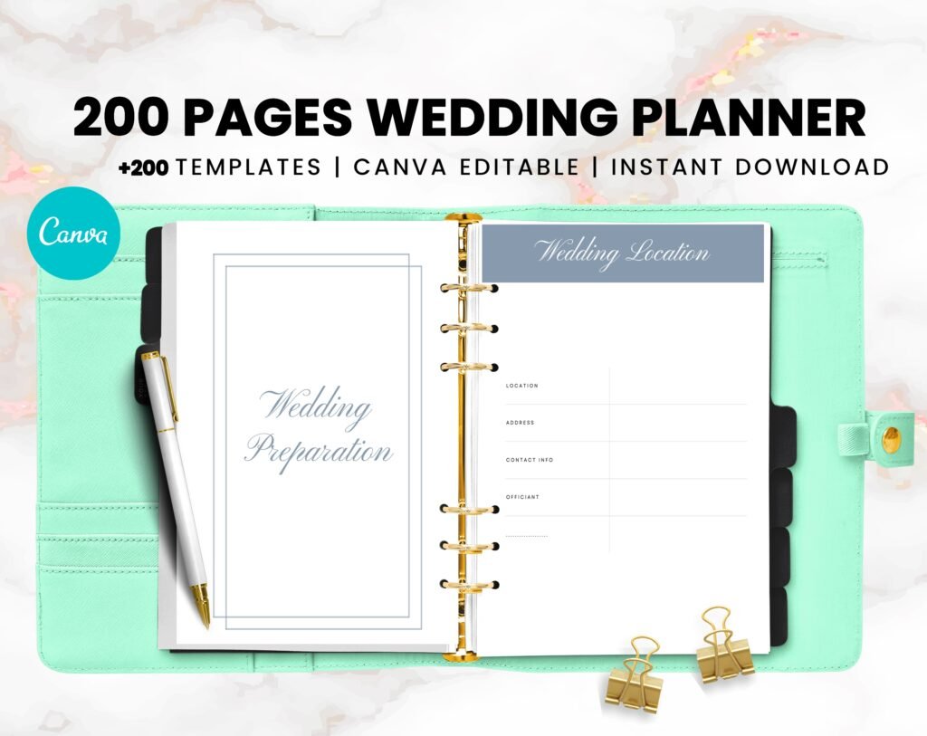 Alternative view of Wedding Planner – 200 Fully Editable Canva Templates | Printable & Digital Wedding Organizer