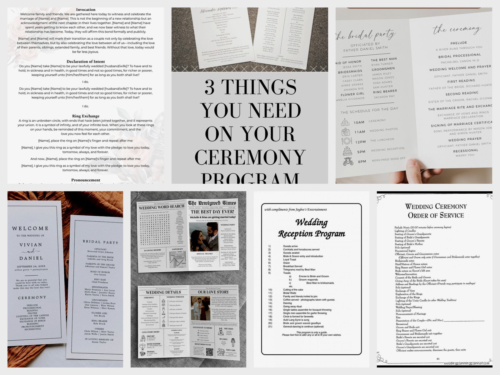 Ceremony Program Examples: Order of Service Samples