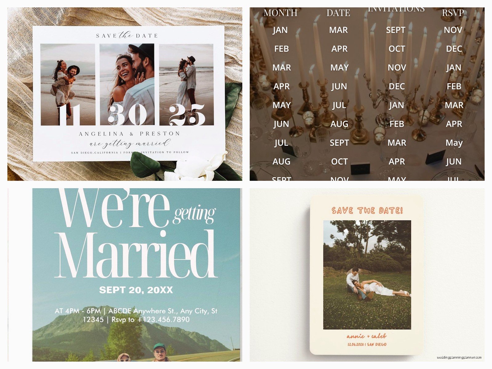 Save the Date Wedding Invitations: Combined Design Options