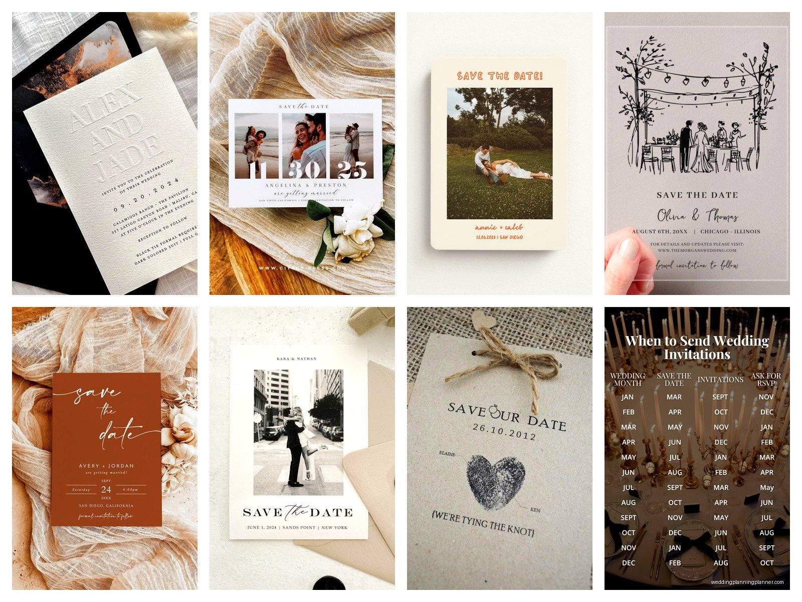 Save the Date Wedding Invitations: Combined Design Options