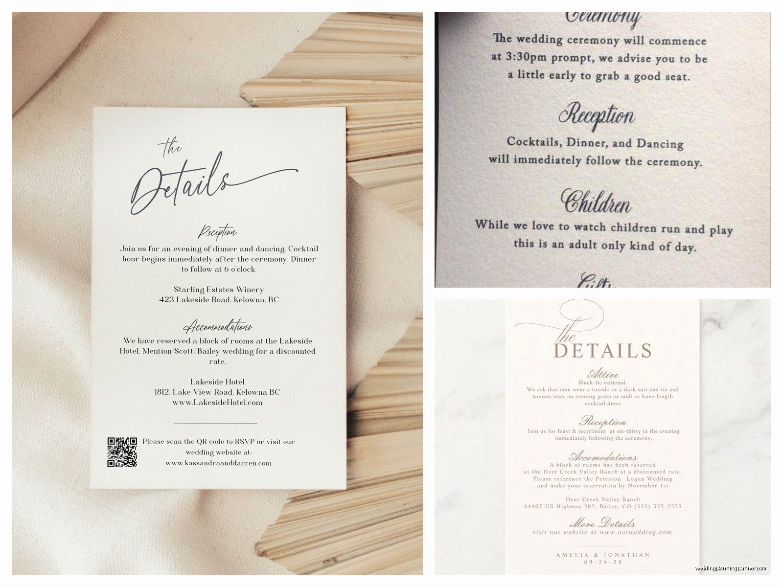 Wedding Details Card Examples: Insert Wording Samples