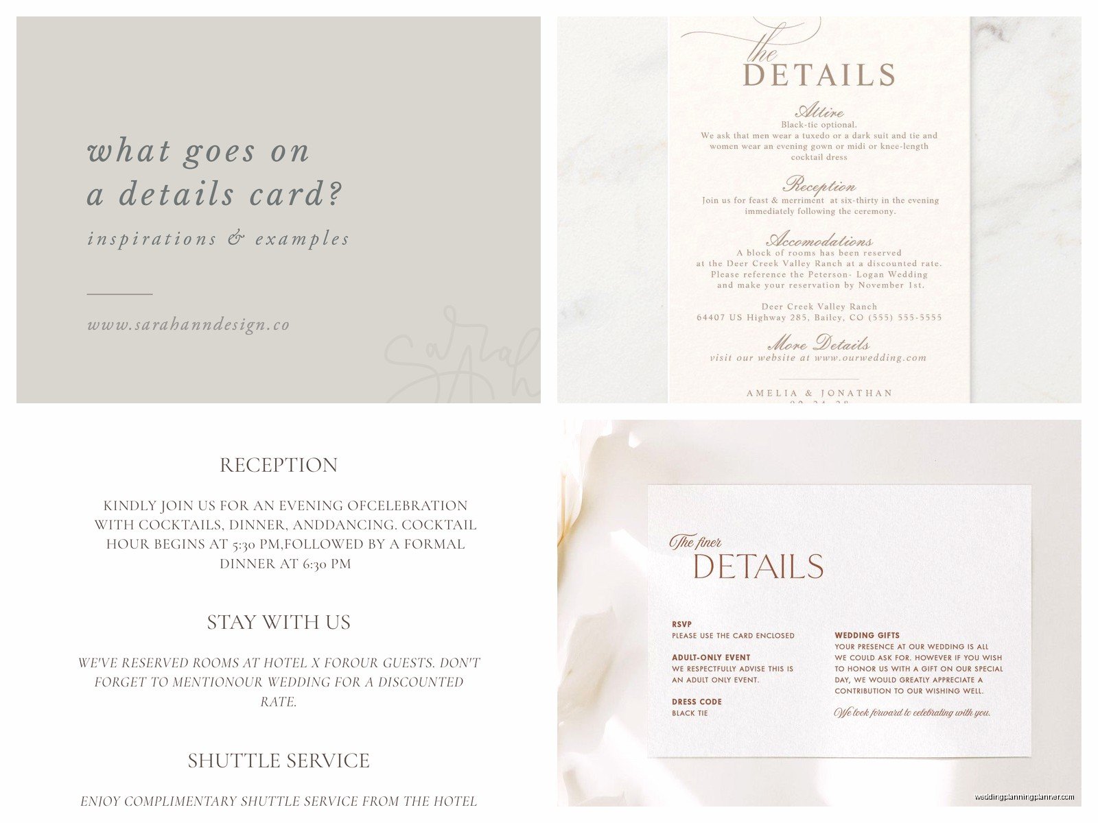 Wedding Details Card Examples: Insert Wording Samples