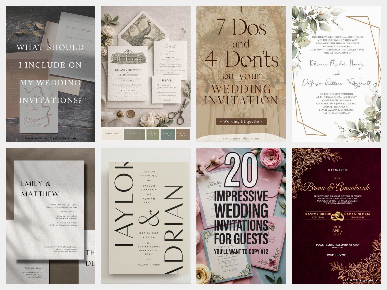 Wedding Invitation Examples: Wording & Layout Samples
