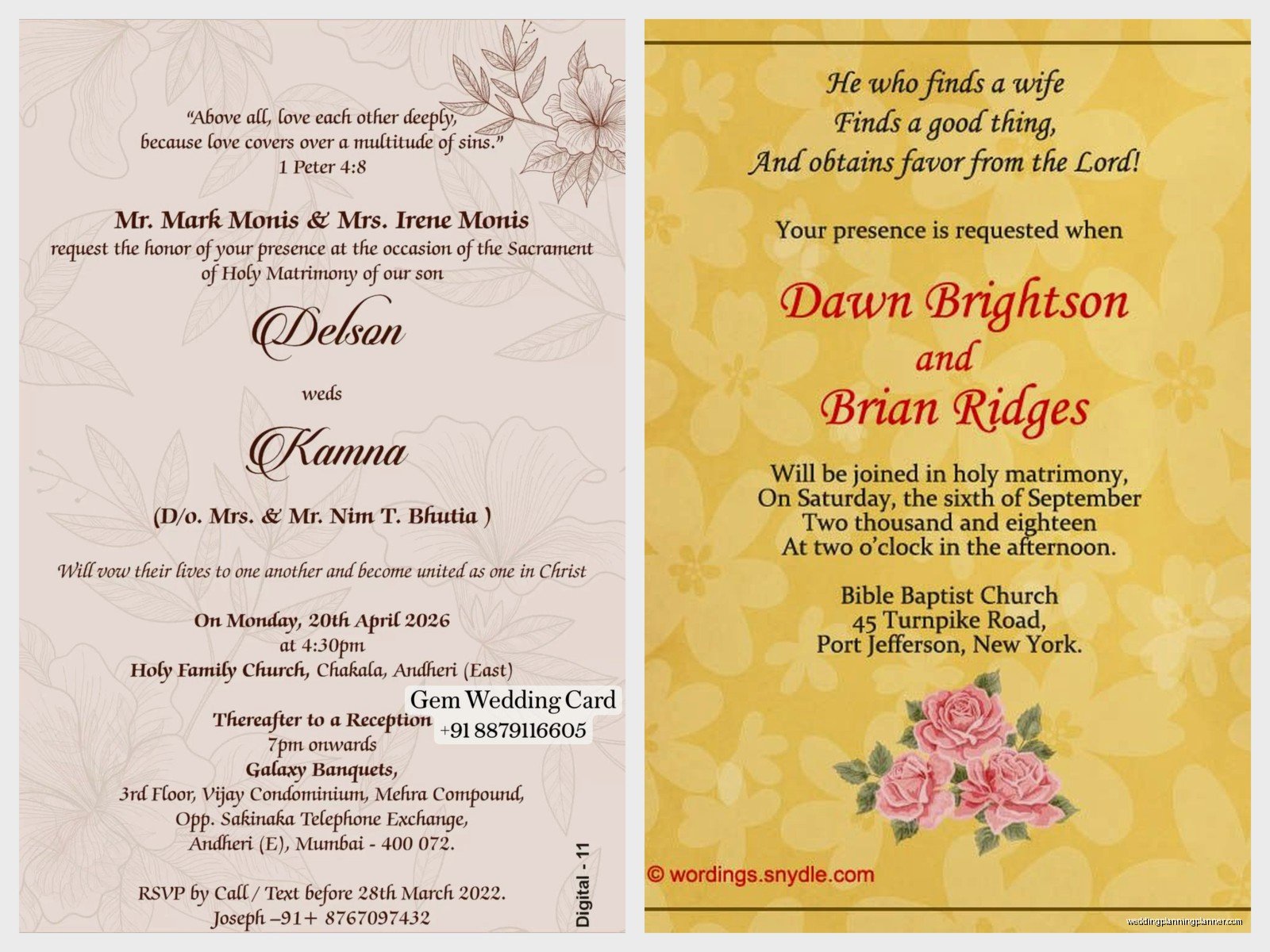 Christian Wedding Invitation Wording Samples: Sample Ideas & Examples