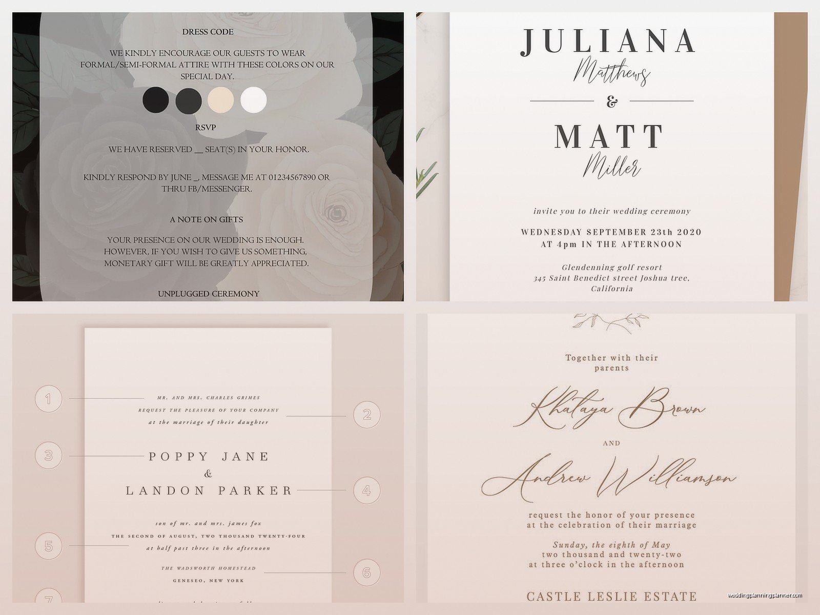 Formal Wedding Invitation Examples: Traditional Samples