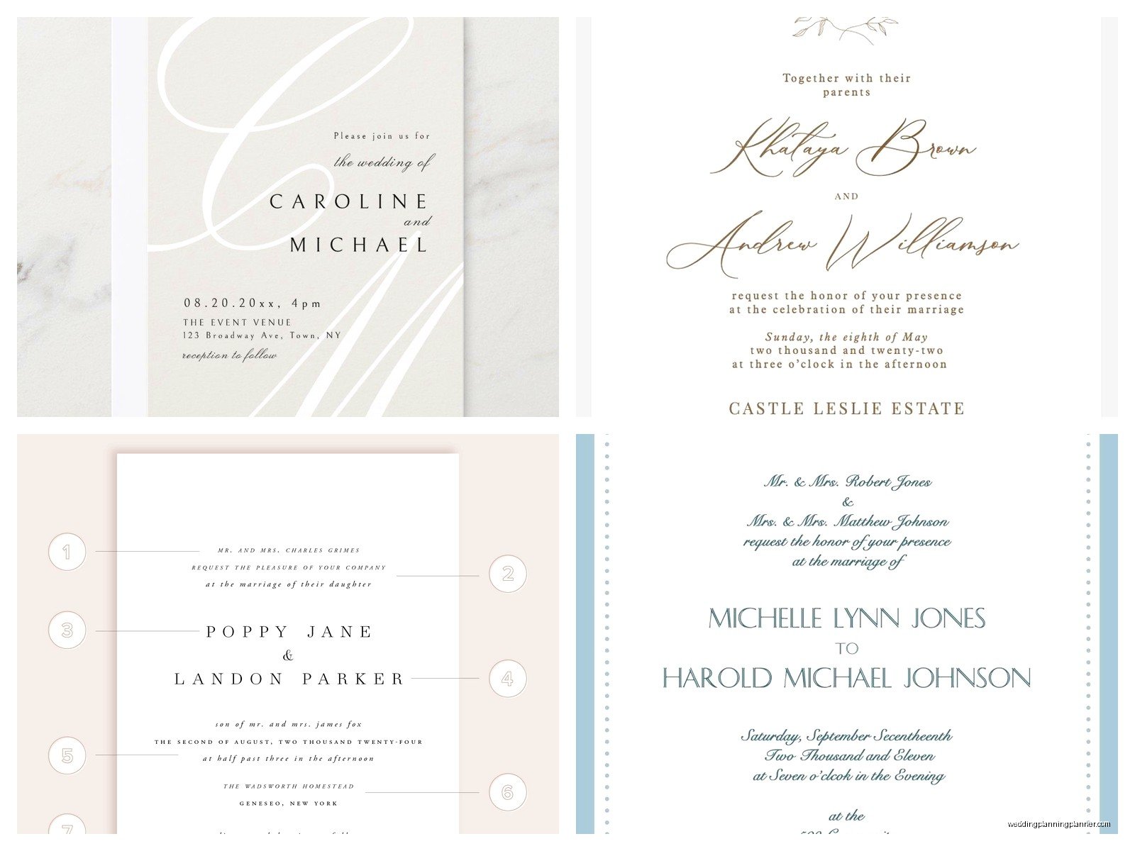 Formal Wedding Invitation Examples: Traditional Samples