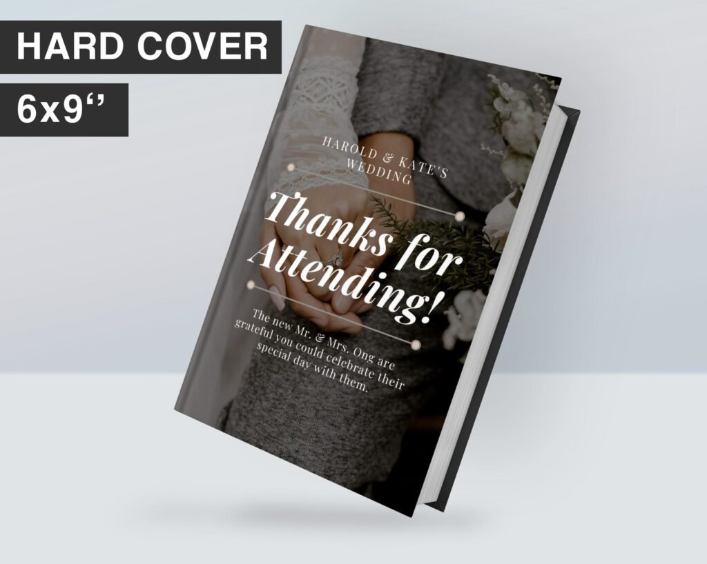 Wedding Memories Hardcover Template Canva Editable For Notebook, Journal, Novel, Hard Covers, Canva template For KDP Cover 6x9" 120 pages