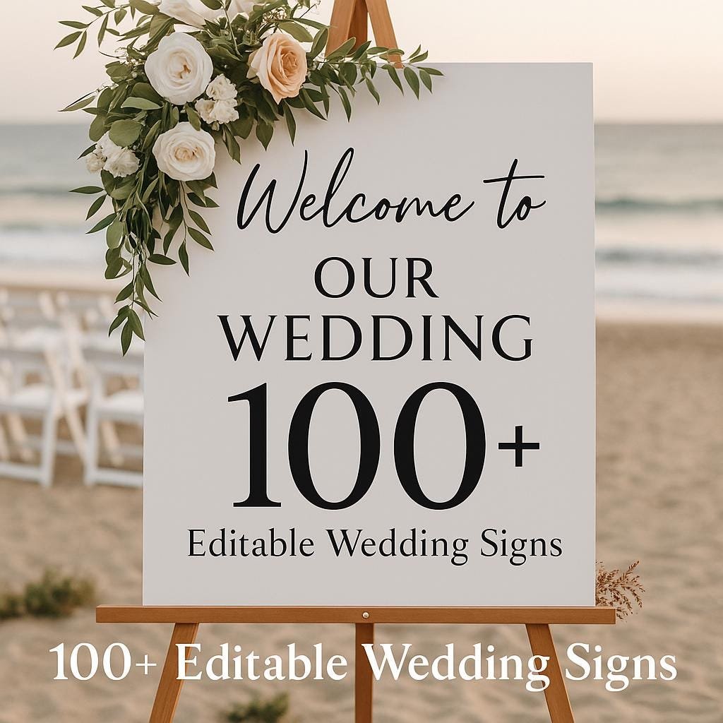 100+ Customizable Wedding Sign Bord, Canva Editable Wedding Sign Bord Bundle, Minimalist, Modern, floral