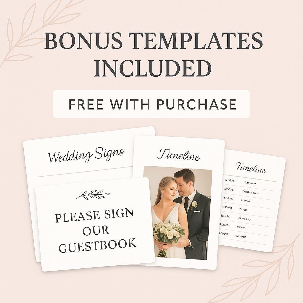 Wedding Planner Spreadsheet + 200 Wedding Canva Templates + 100 Wedding Sign Boards, Invitations, Google sheet, all-in-one digital wedding - Image 7