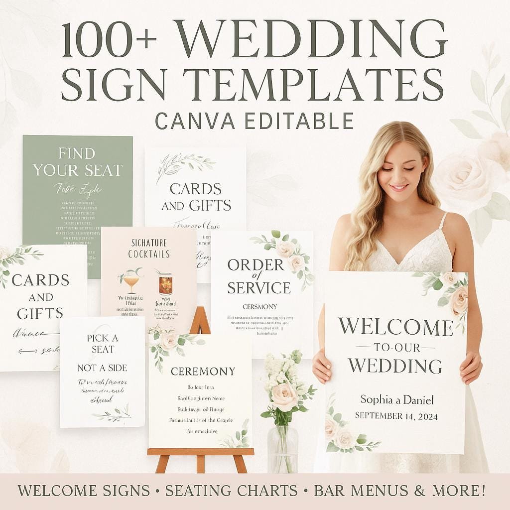 Wedding Planner Spreadsheet + 200 Wedding Canva Templates + 100 Wedding Sign Boards, Invitations, Google sheet, all-in-one digital wedding - Image 8