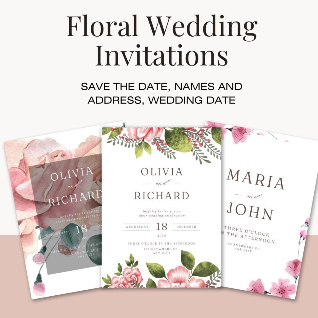 Alternative view of 100+ Customizable Wedding Invitations templates, Canva Editable Wedding invitation Minimalist, Modern, Boho, Floral