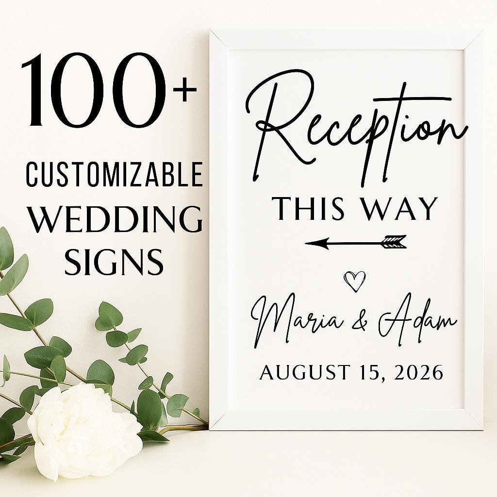100+ Customizable Wedding Sign Bord, Canva Editable Wedding Sign Bord Bundle, Minimalist, Modern, floral - Image 7