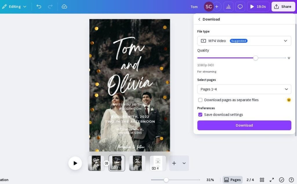 Alternative view of Customizable Wedding Video Invitations templates, Canva Editable Digital Wedding invitation Minimalist, Animated Custom Invitation