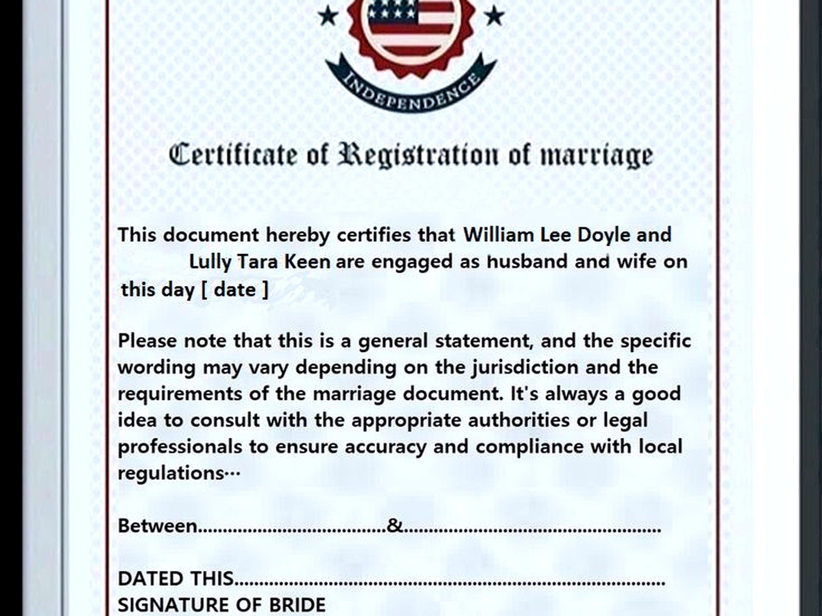 Marriage Certificate Sample: Sample Ideas & Examples