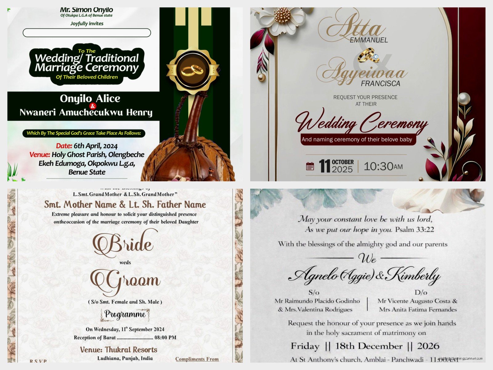 Marriage Invitation Card Sample: Sample Ideas & Examples