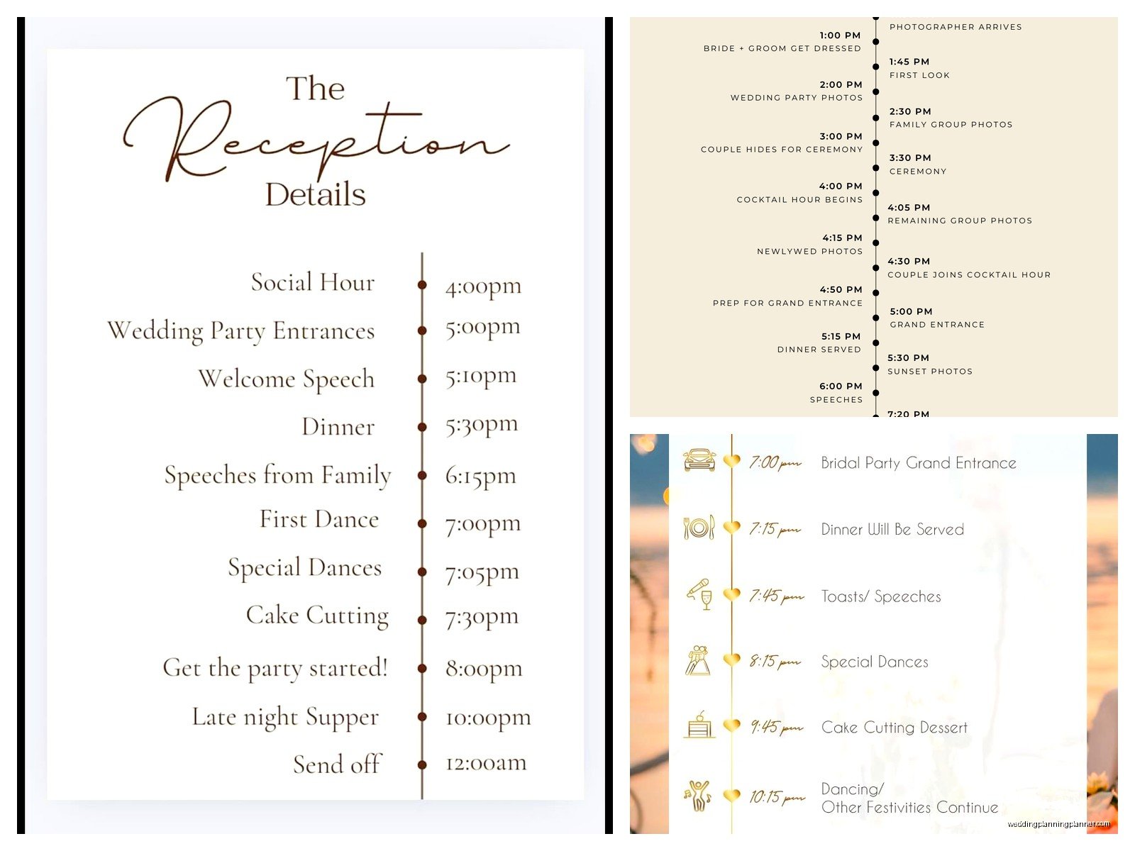 Sample Reception Timeline: Sample Ideas & Examples