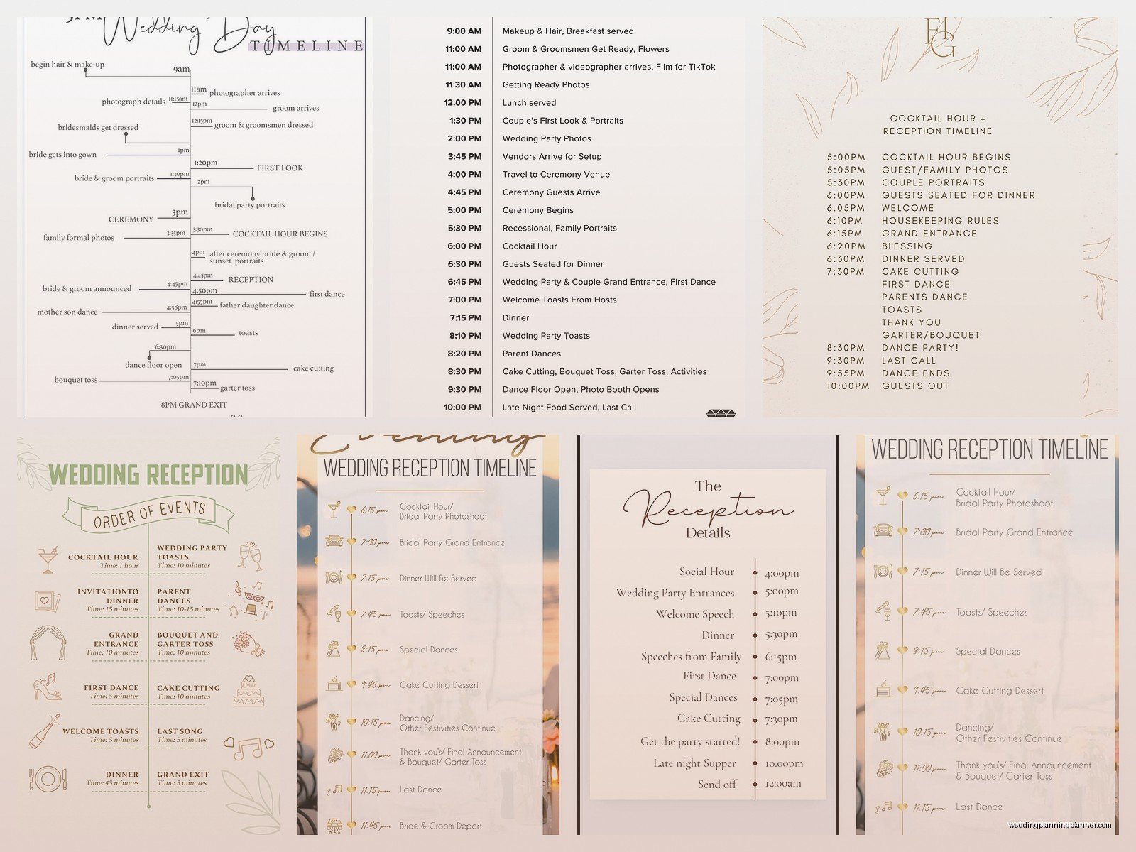 Sample Reception Timeline: Sample Ideas & Examples