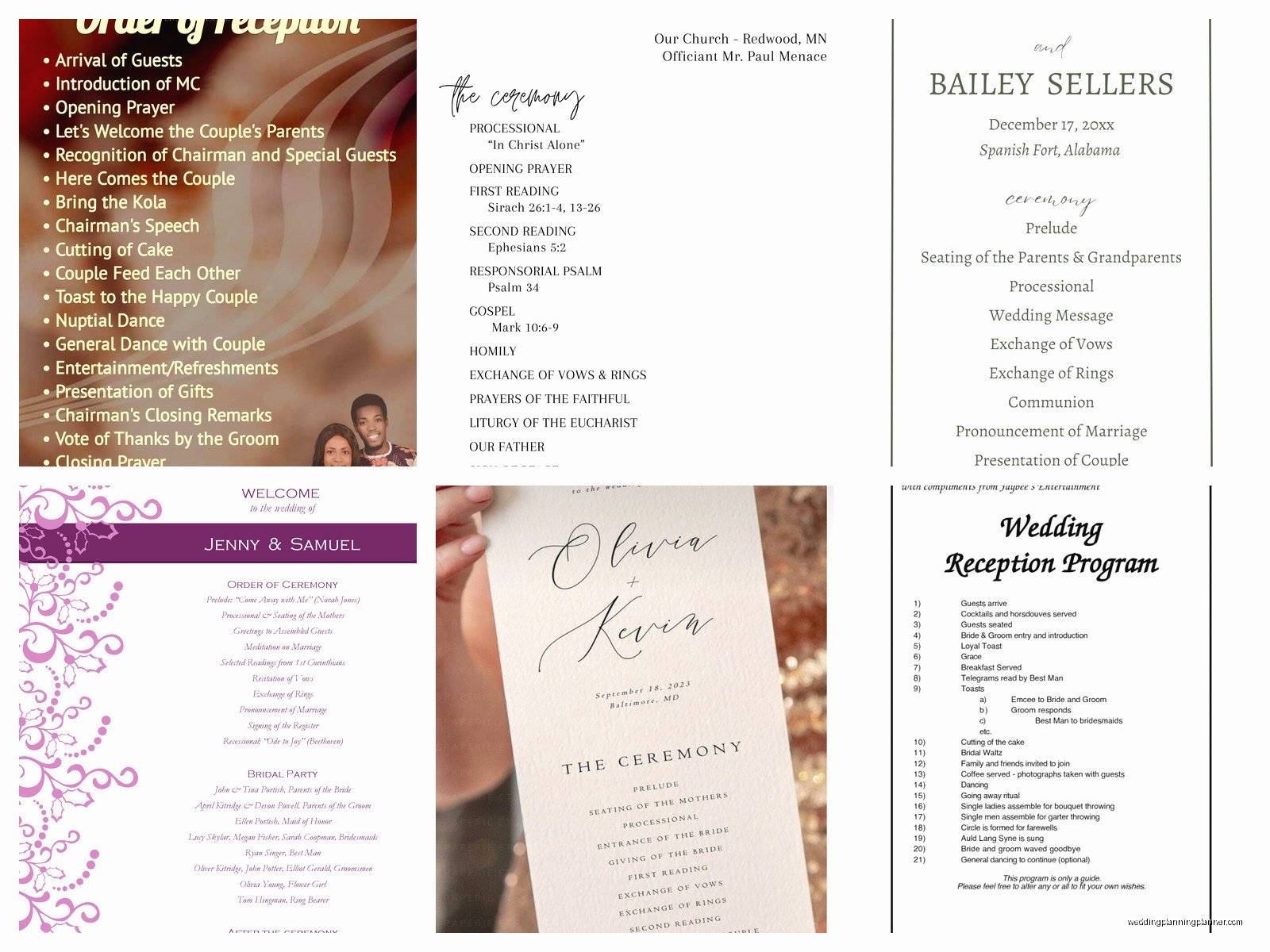 Sample Wedding Ceremony Program: Order Service Examples