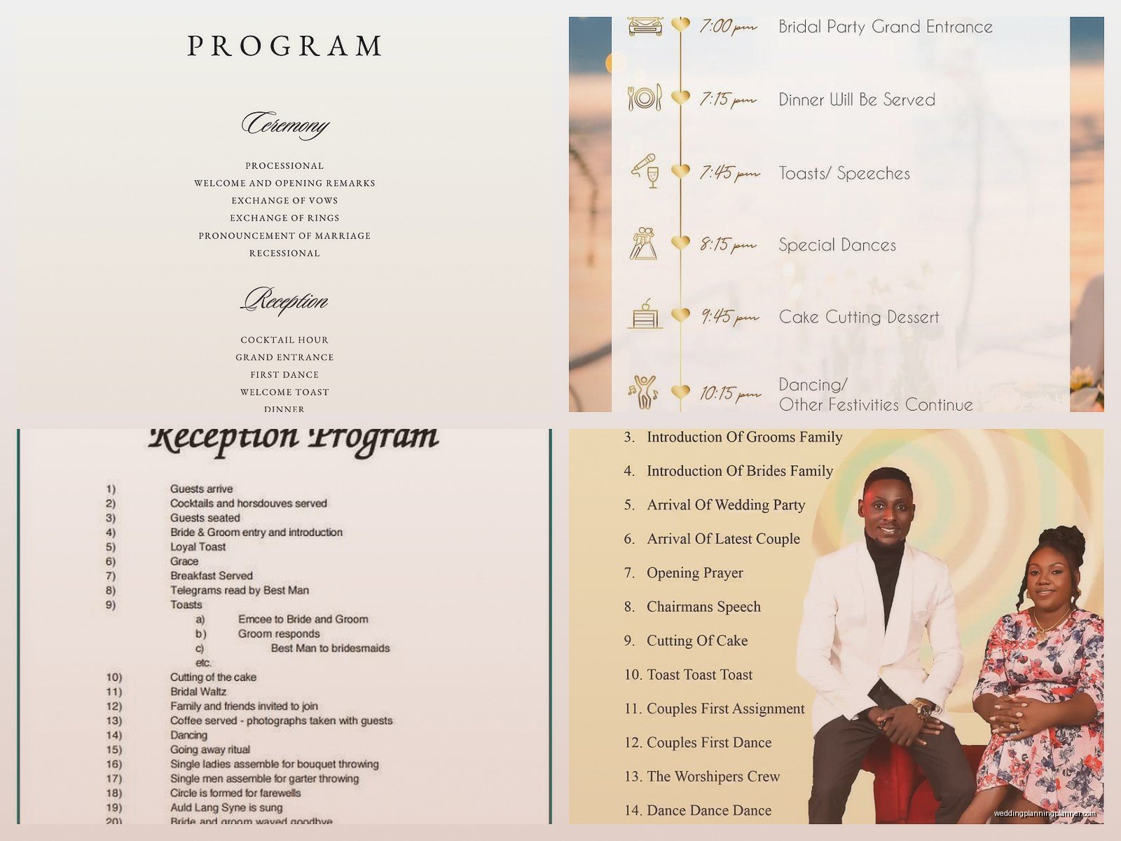 Sample Wedding Reception Program: Sample Ideas & Examples