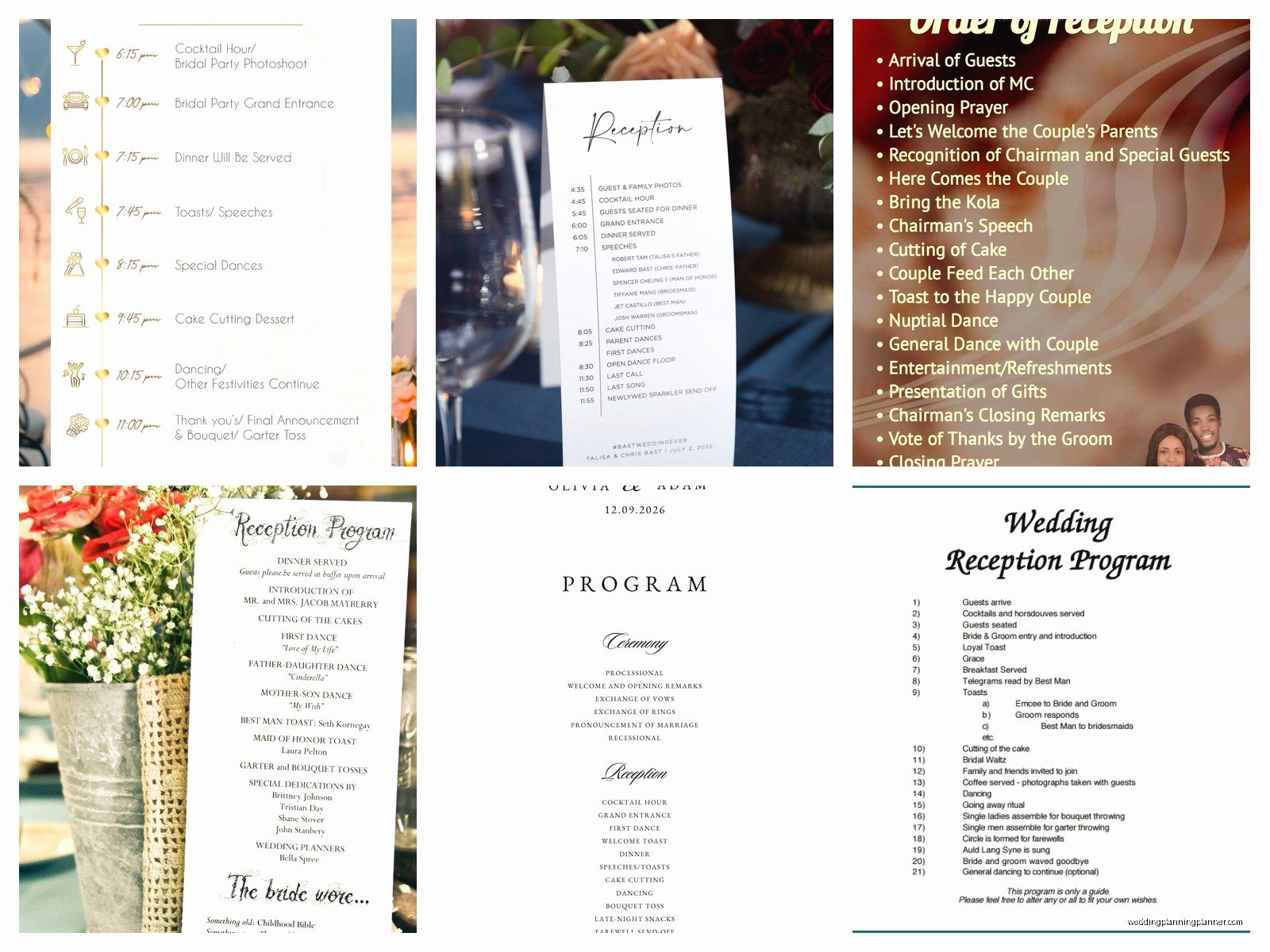 Sample Wedding Reception Program: Sample Ideas & Examples