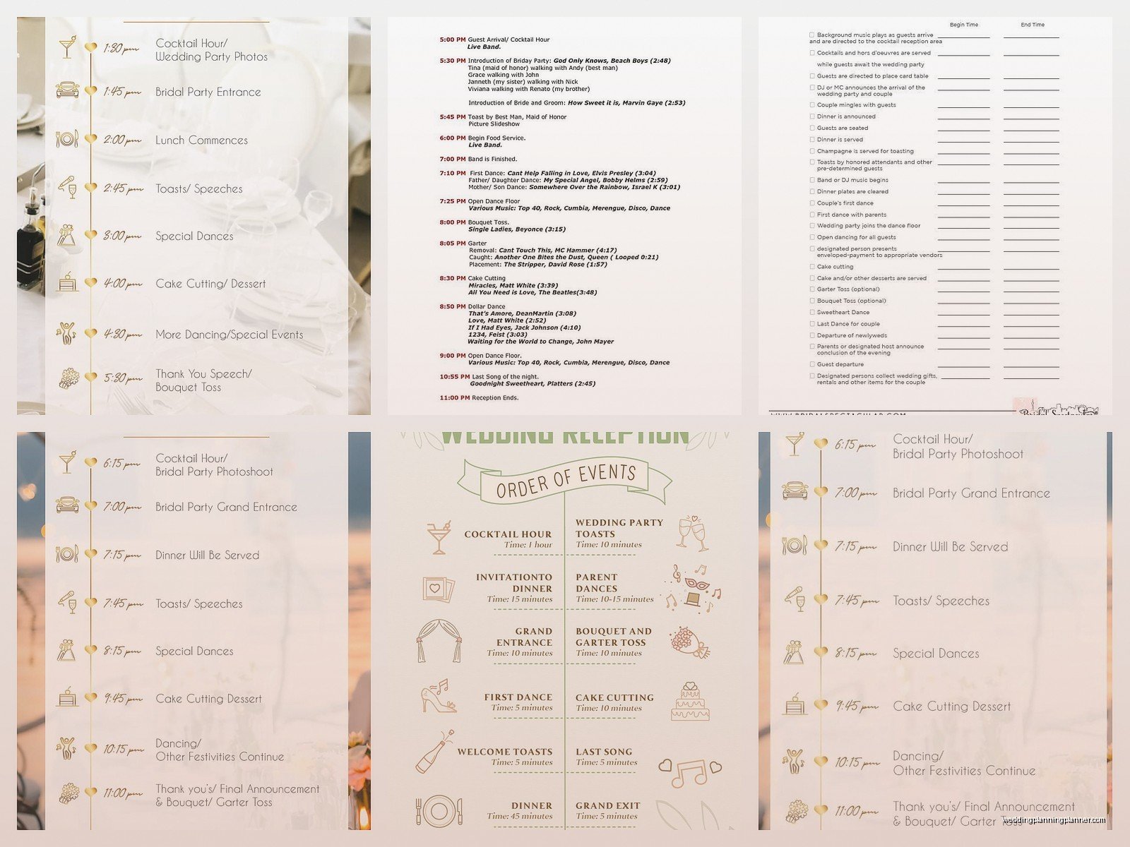 Sample Wedding Reception Timeline: Sample Ideas & Examples
