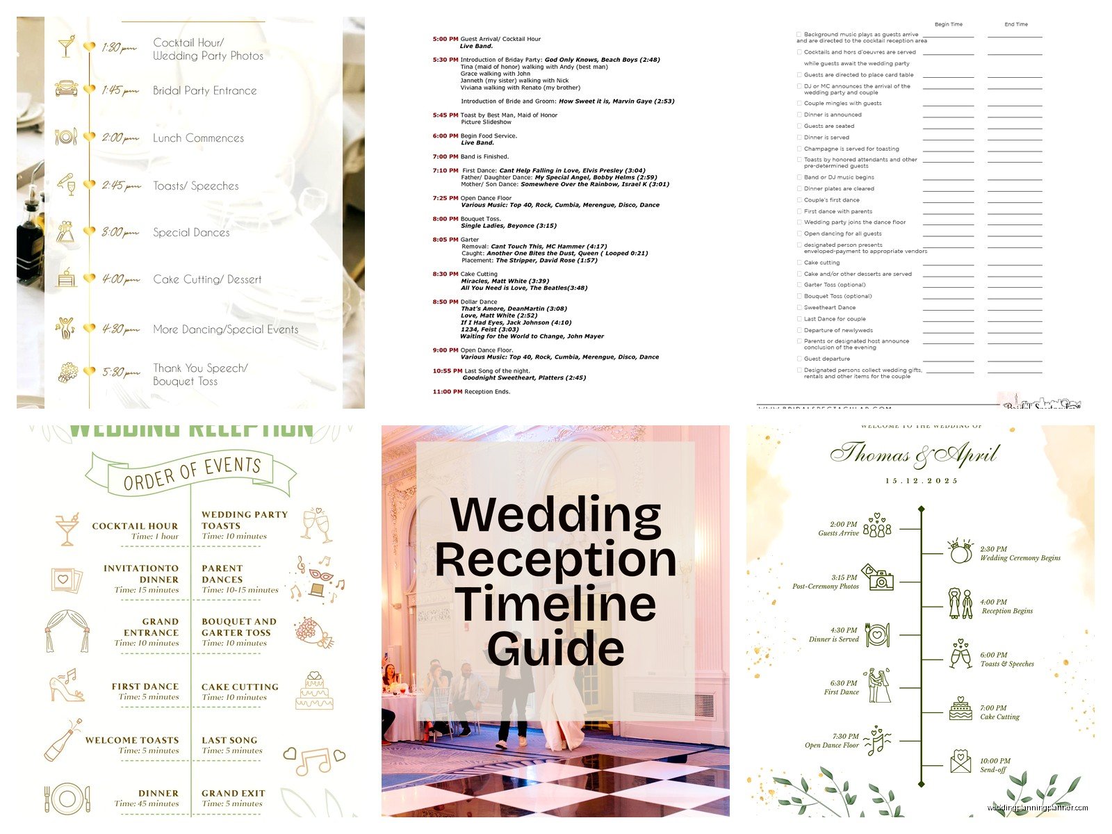 Sample Wedding Reception Timeline: Sample Ideas & Examples