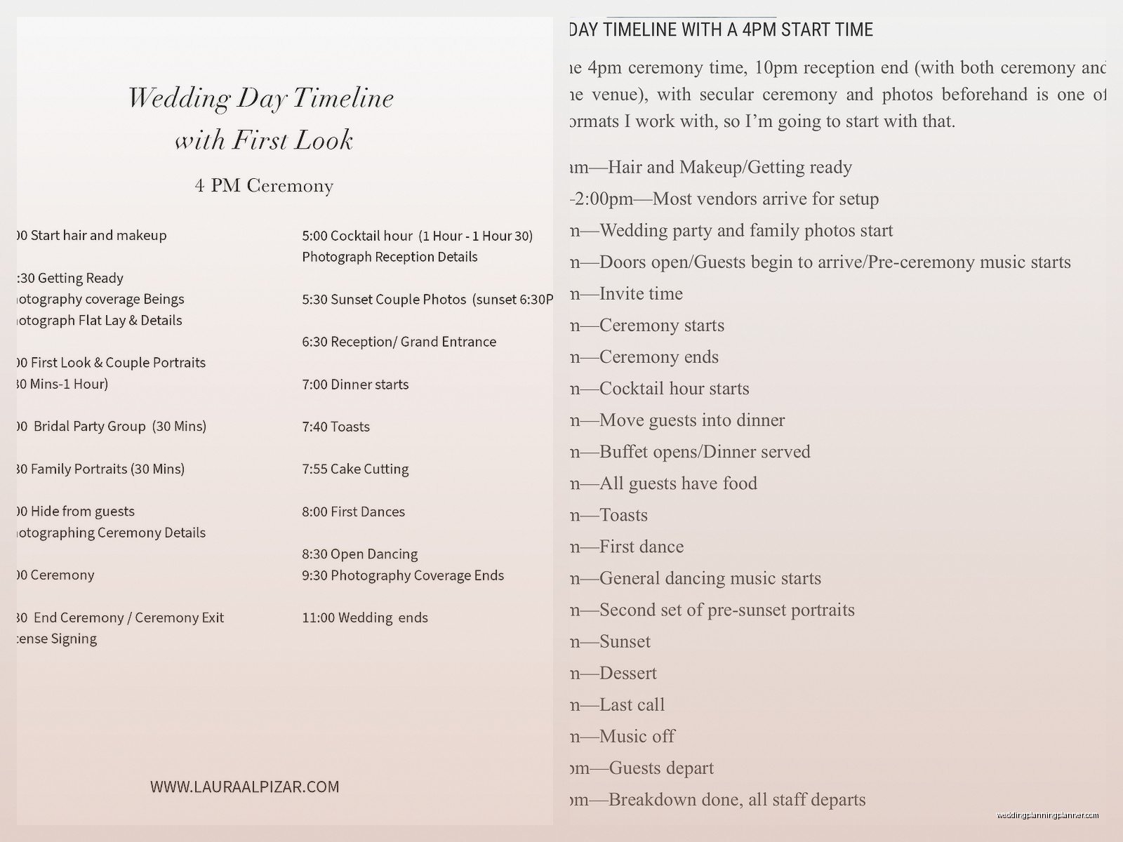 Sample Wedding Timeline For 4pm Ceremony: Sample Ideas & Examples