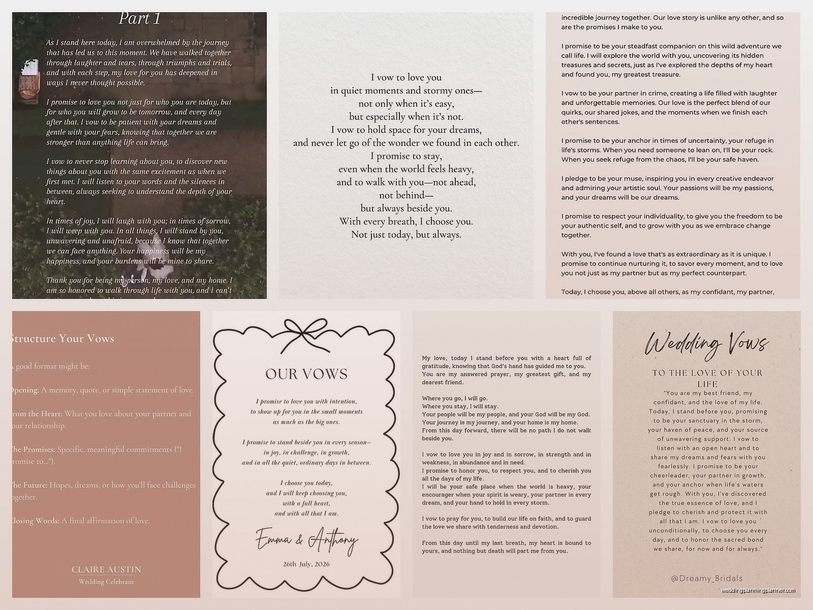 Vow Samples: Sample Ideas & Examples