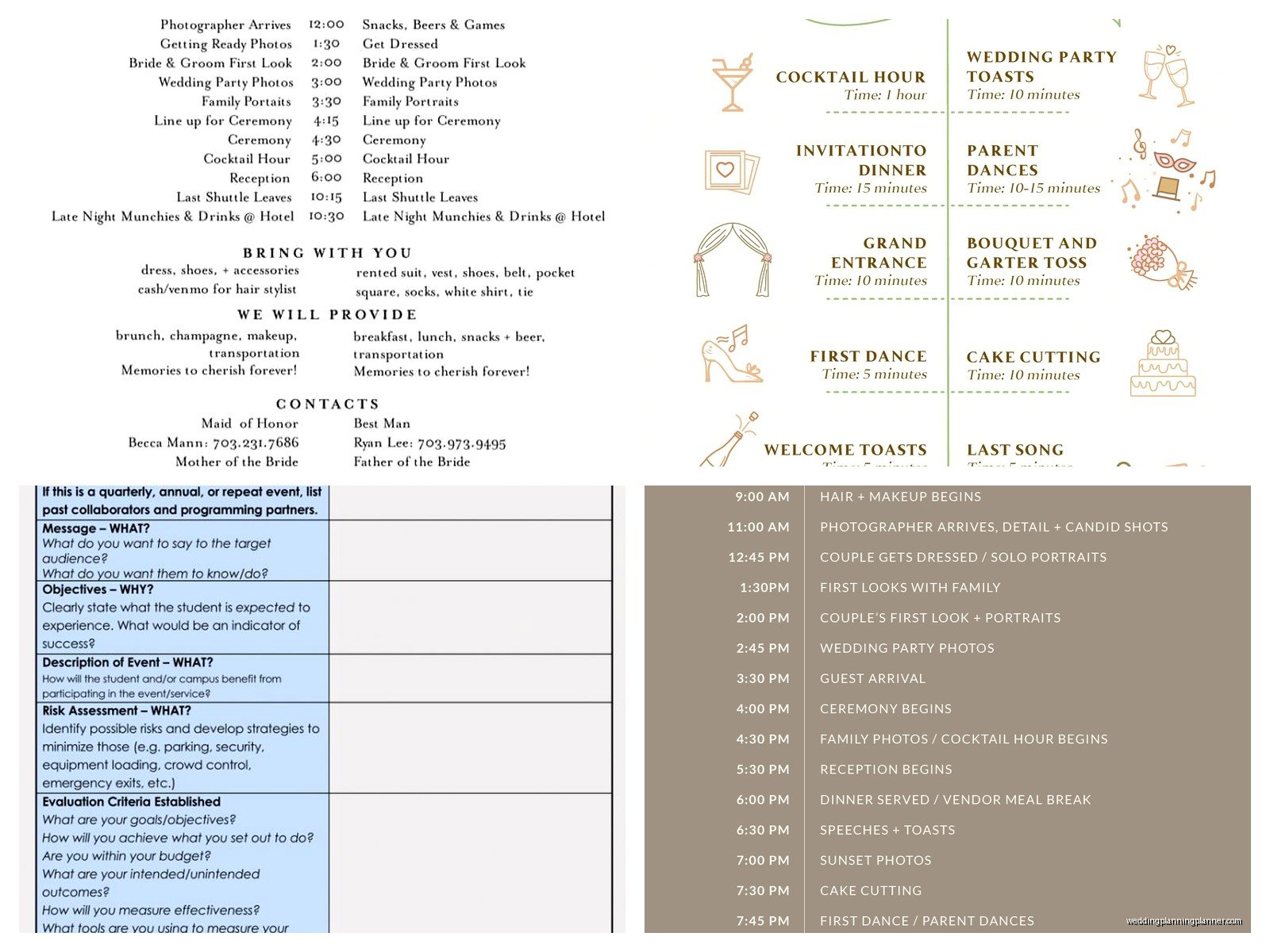 Wedding Agenda Examples: Sample Ideas & Examples
