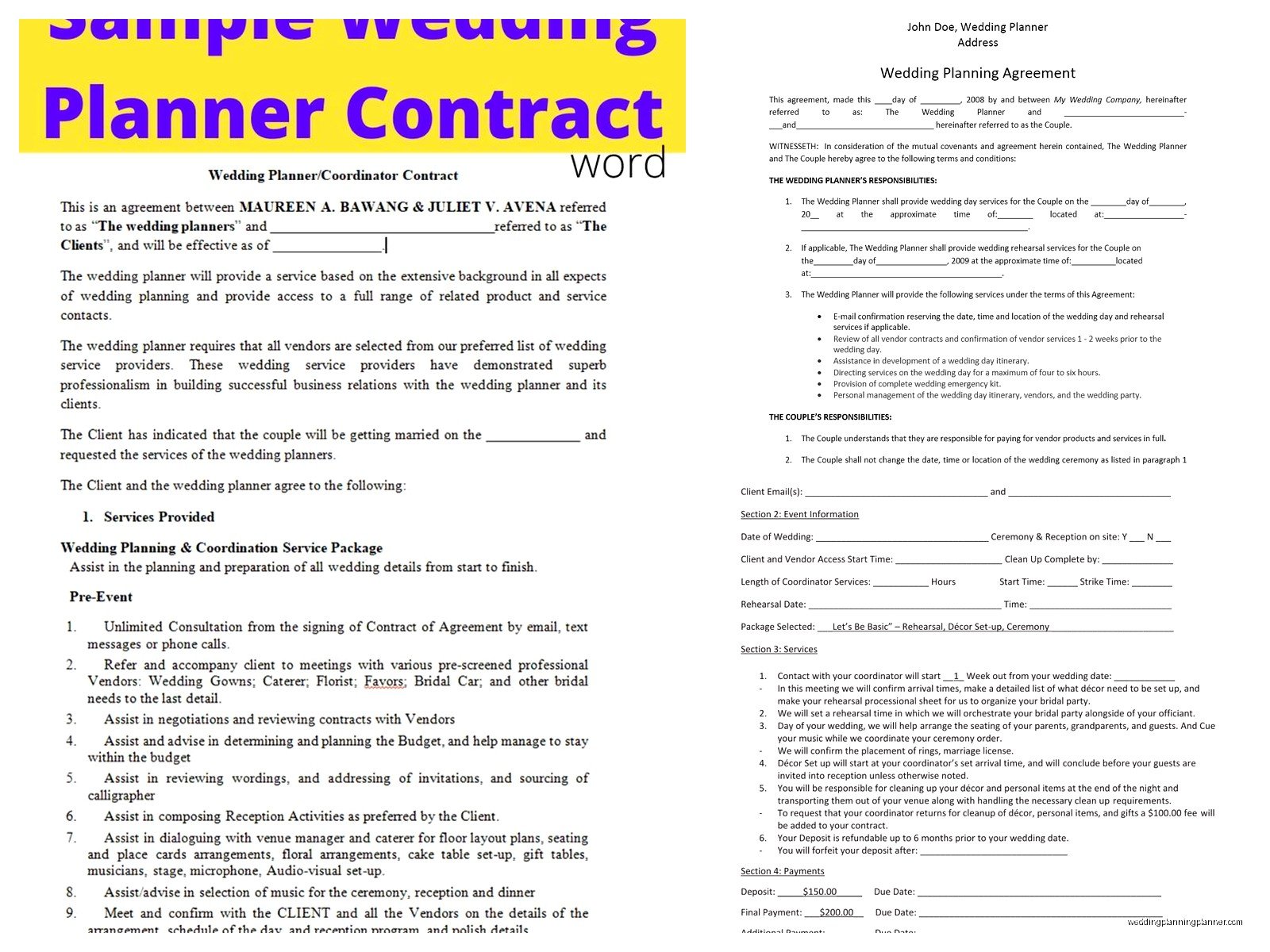 Wedding Contract Sample: Sample Ideas & Examples