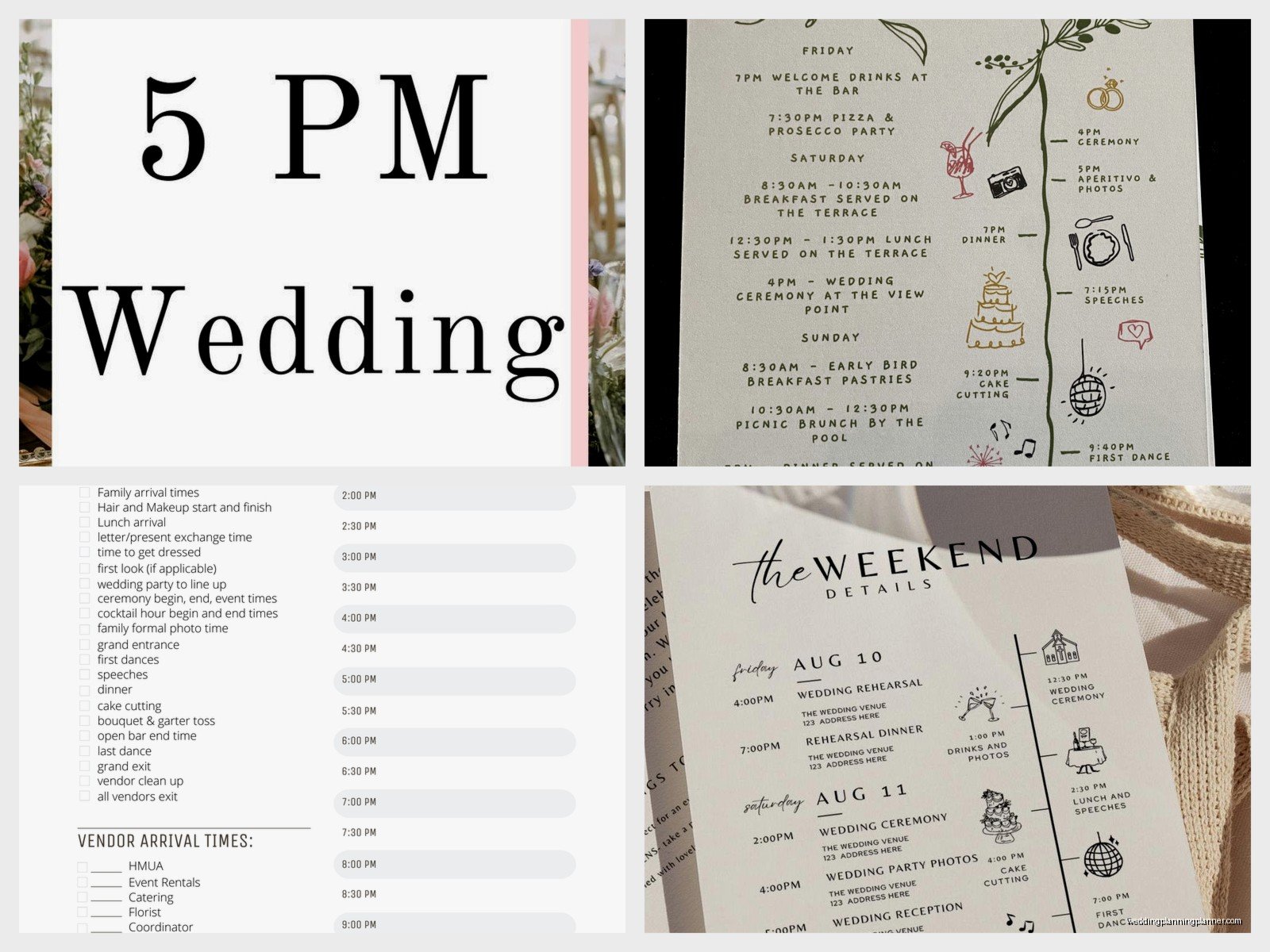 Wedding Itinerary Examples: Sample Ideas & Examples