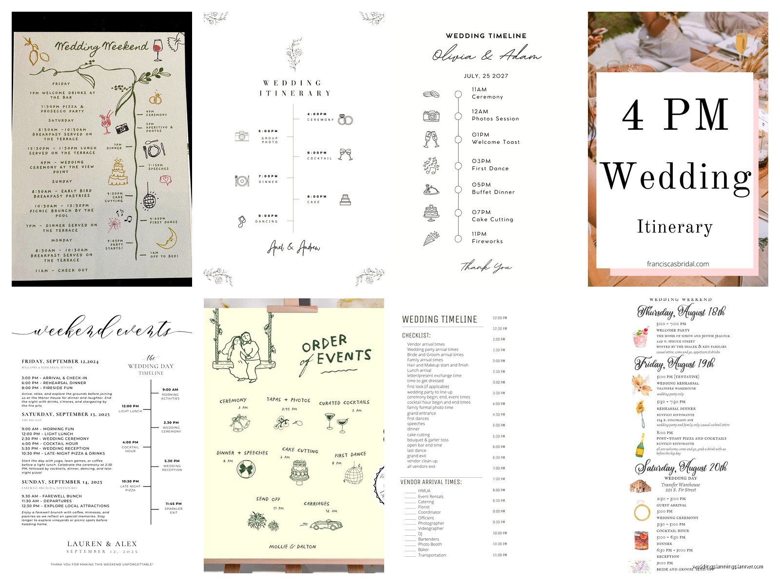 Wedding Itinerary Examples: Sample Ideas & Examples