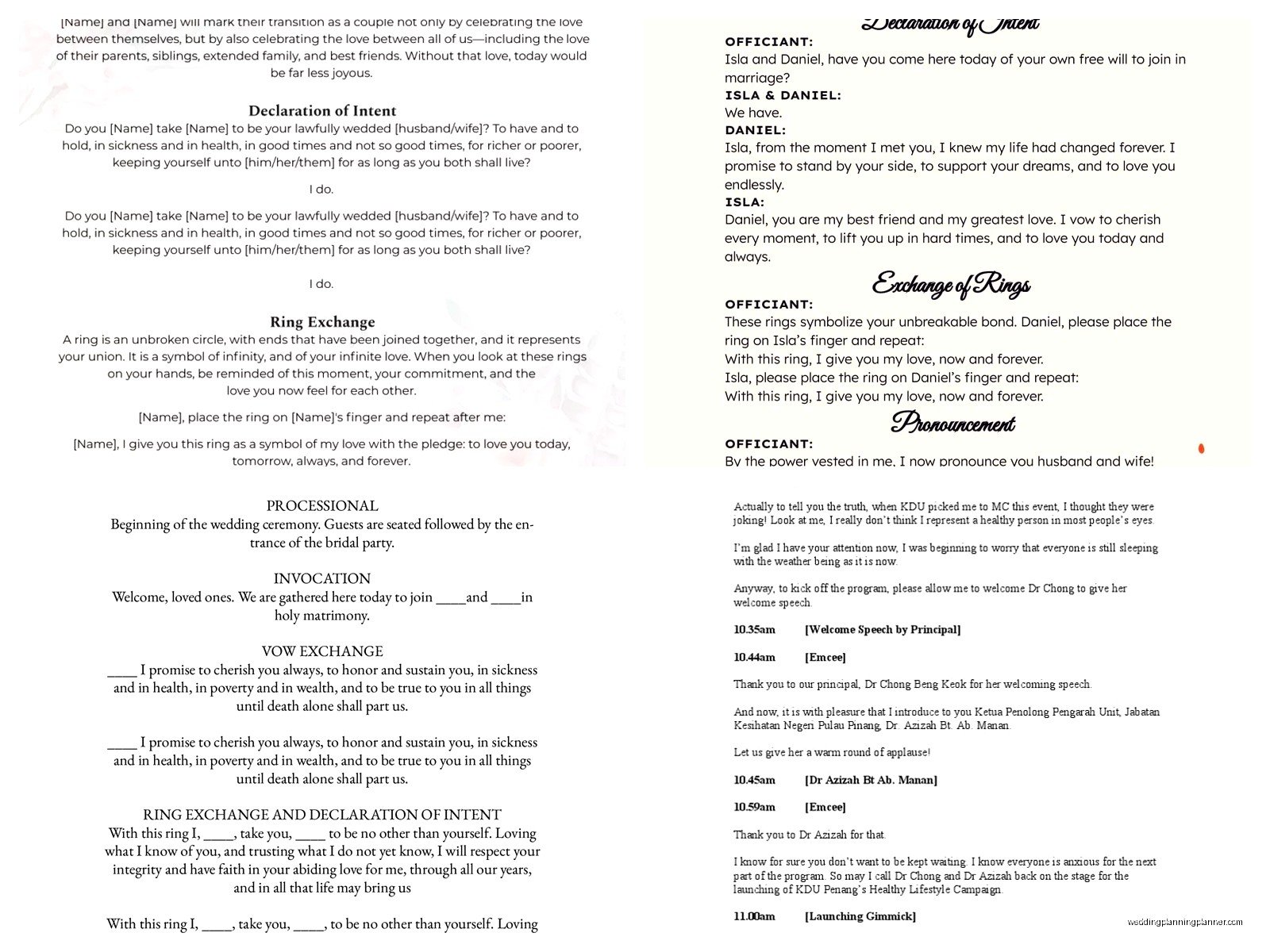 Wedding Mc Script Sample: Sample Ideas & Examples