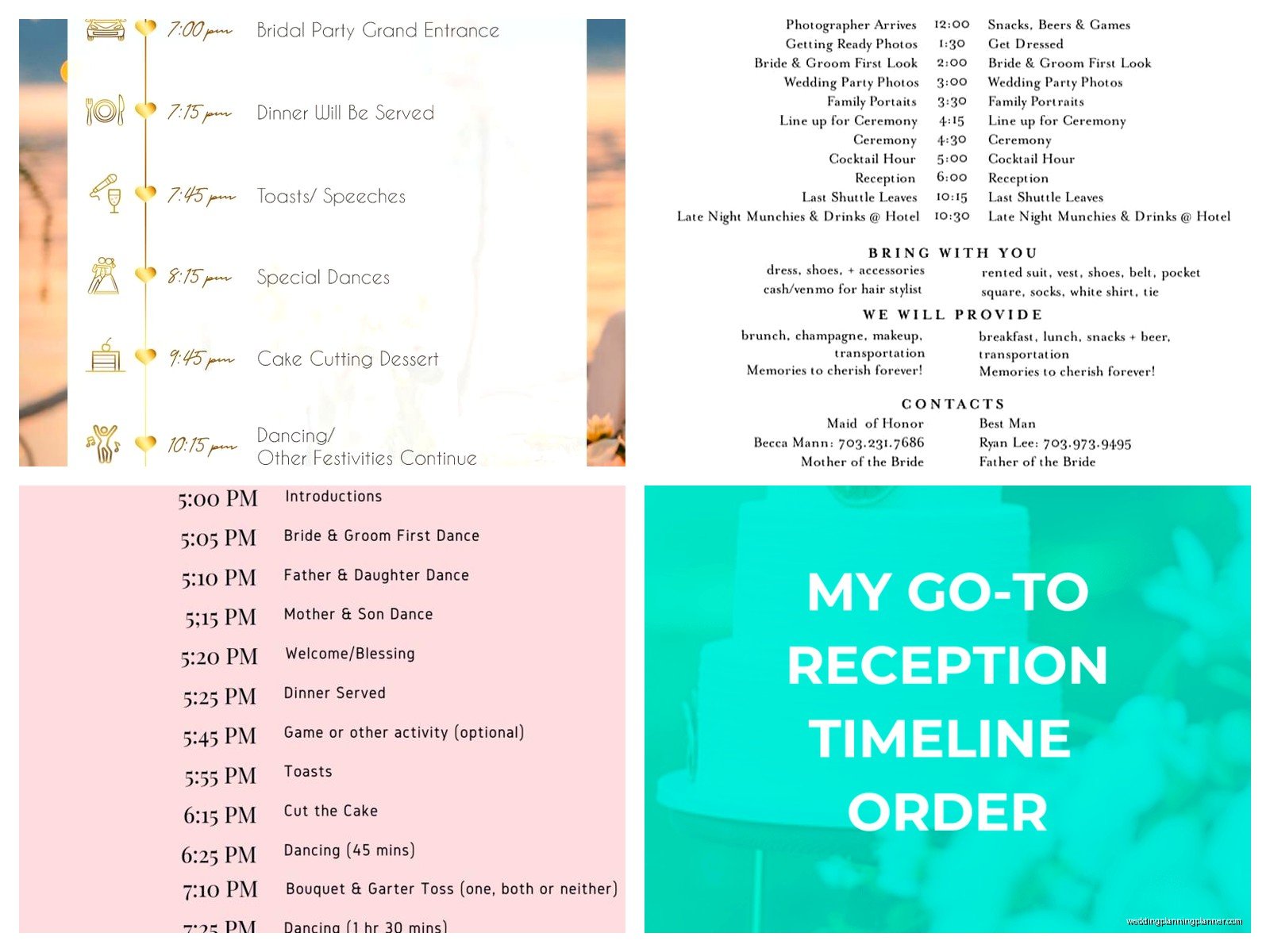 Wedding Reception Timeline Examples: Sample Ideas & Examples
