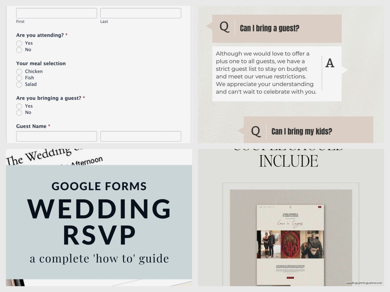 Wedding RSVP Website Examples: Online Response Samples