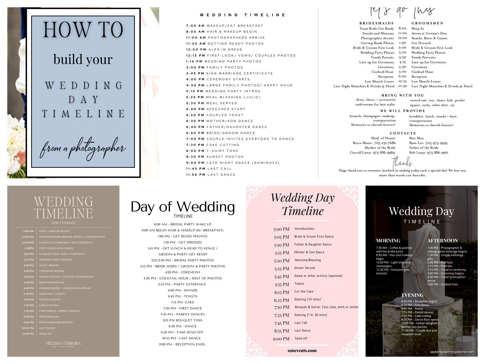 Wedding Timeline Examples: Day Schedule Samples