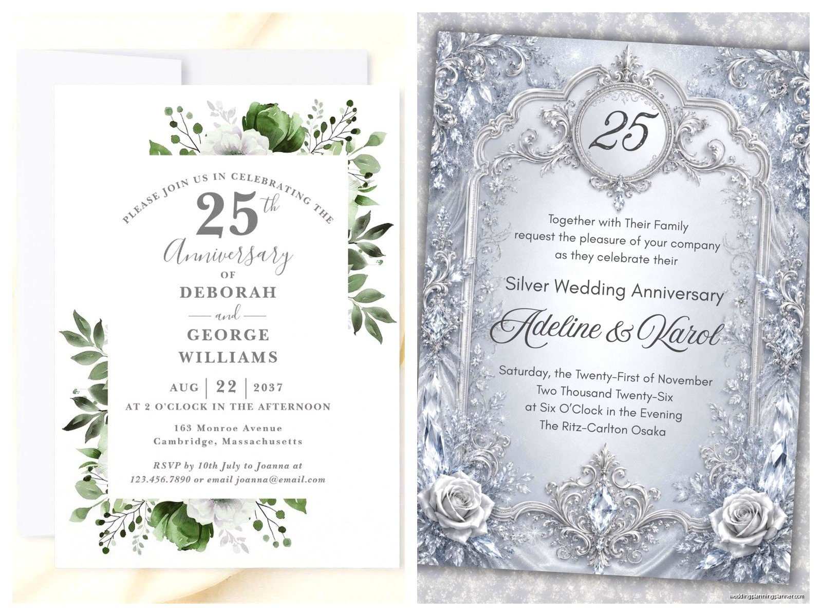 25th Wedding Anniversary Invitations: Silver Anniversary